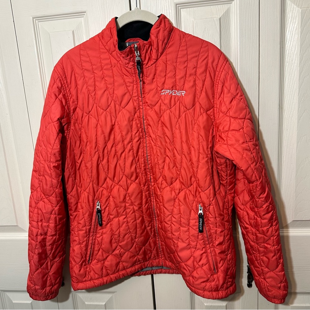 Spyder Quilted Puffer Ski Winter Jacket Embroidered Logo Womens Size 14